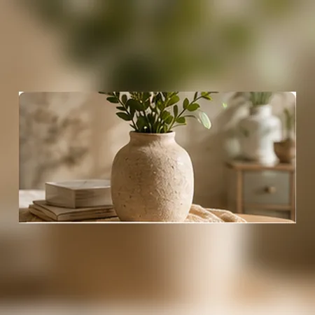 Vaso Decorativo Cerâmica Rústica Bege